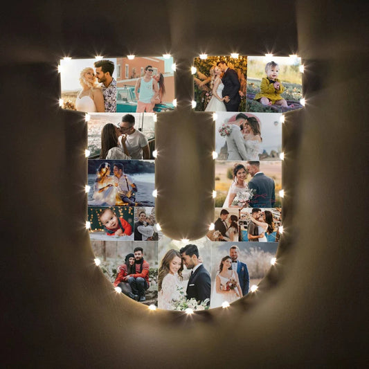 ✨Personalized Letter Photo Collage Lamp Letter  U